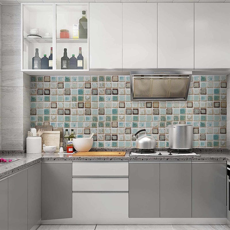Abyssaly 15.7" X 196.8" Self-Adhesive Wallpaper Thick Removable 3D Effect Peel and Stick Wall Paper Countertop Shelf Paper Kitchen Bathroom Mosaic Wallpaper - Image 2